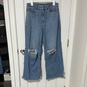 American Eagle Outfitters Light Blue Distressed Flare Jeans